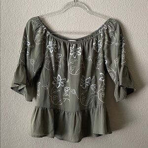 Candie's Peplum Floral Embroidered Top